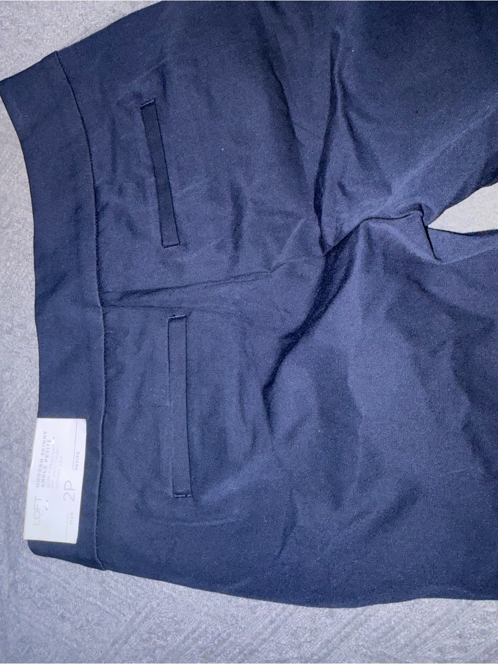 LOFT Navy Stretch Chino Pants with Zip Accent - Picture 4 of 4